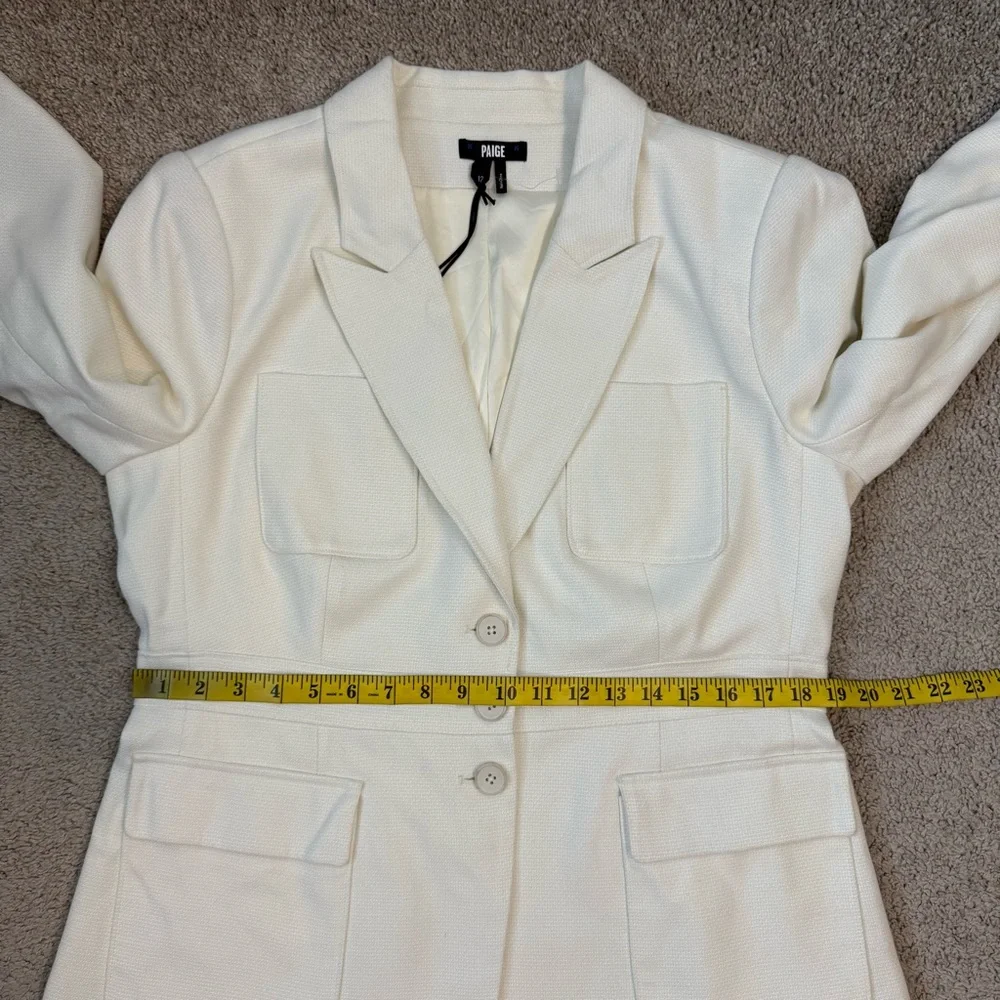 PAIGE Shania Peak Lapel Blazer Ivory Tonal 12 - Picture 11 of 12